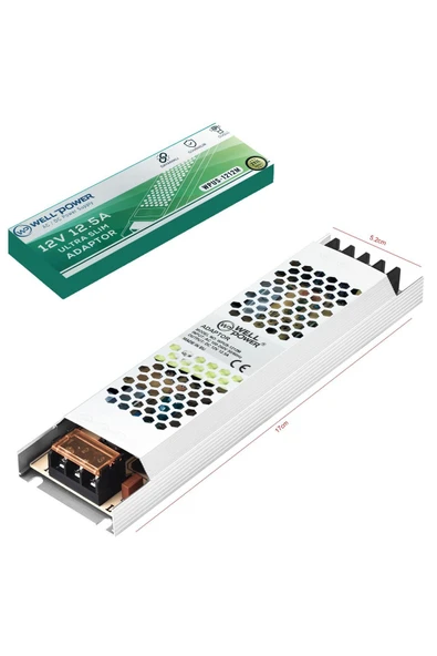 MAGNESİA WPUS-1212M Metal Kasa Adaptör Slim 12 Volt 12.5 Amper ürün görseli 1