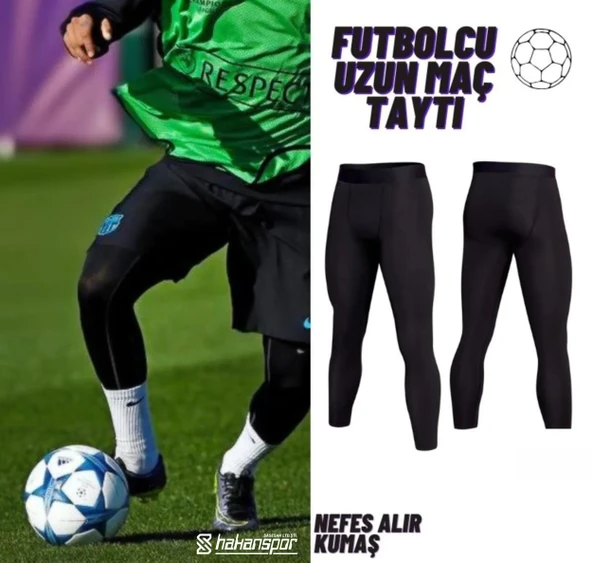 FUTBOL ERKEK UZUN TAYT PANTOLON SİYAH CEPSİZ ürün görseli 1