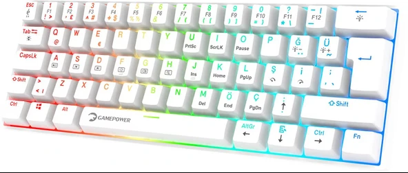 Gamepower Lyra 60M RGB TKL Red Switch Kablolu Klavye - Beyaz ürün görseli 1