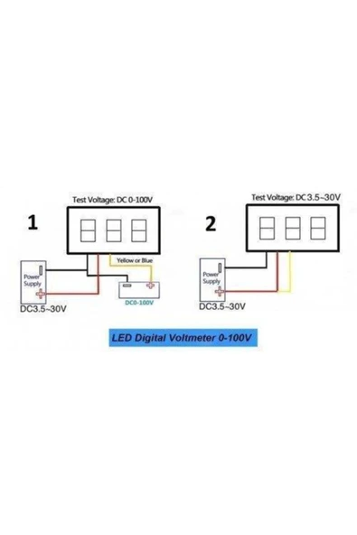 Motorobit Dc 100v 10a Voltmetre - Ampermetre Panel Tipi - Resim 4