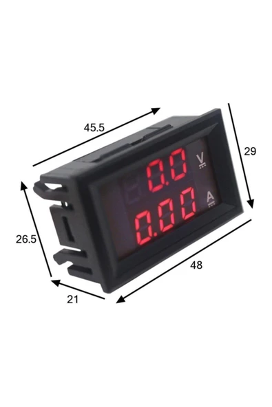 Motorobit Dc 100v 10a Voltmetre - Ampermetre Panel Tipi - Resim 2