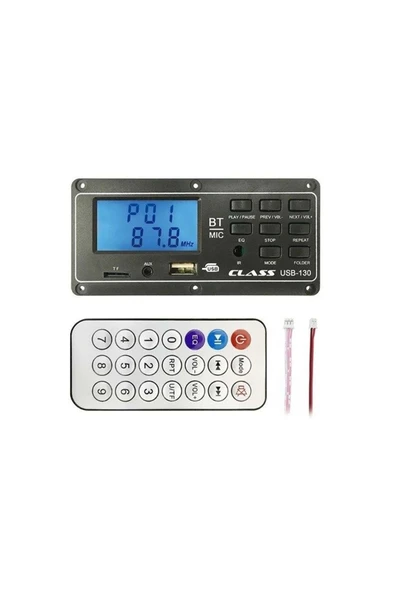 Class Usb-130 Usb Sd Mıc Aux Bluetooth Kumandalı Ekranlı Çevirici Dijital Player Board ürün görseli 1