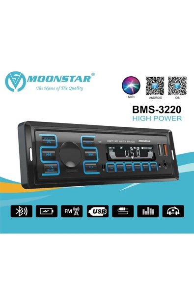 Moonstar OTO TEYP 4x45w Bt/usb/sd/fm/aux BMS-3220 ürün görseli 1
