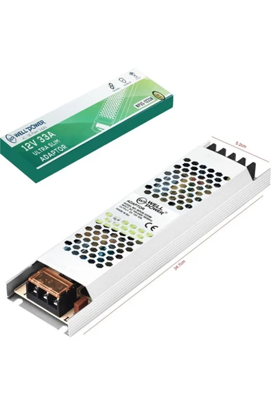 WELL POWER Wellpower 12V 33A Ultra Slim Led Adaptörü WPUS-1233M ürün görseli 1