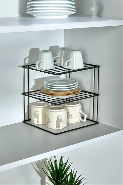 3 Katlı Metal Dolap İçi Düzenleyici Organizer ürün görseli 1