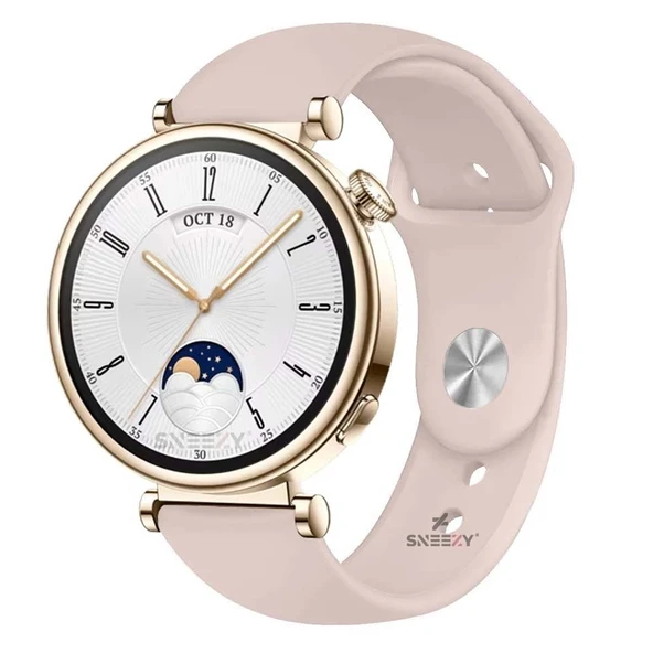 Sneezy Huawei Watch GT4 41mm İle Uyumlu 18mm PureLux Soft Silikon Kordon  Pudra ürün görseli 1