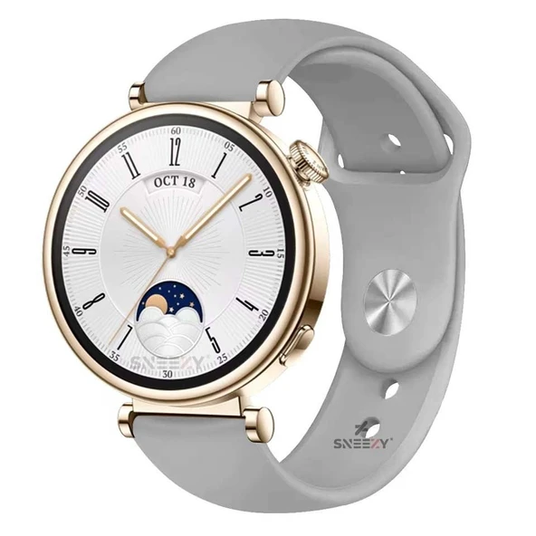 Sneezy Huawei Watch GT4 41mm İle Uyumlu 18mm PureLux Soft Silikon Kordon  Gri ürün görseli 1