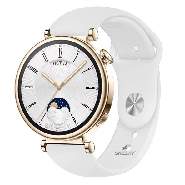 Sneezy Huawei Watch GT4 41mm İle Uyumlu 18mm PureLux Soft Silikon Kordon  Beyaz ürün görseli 1