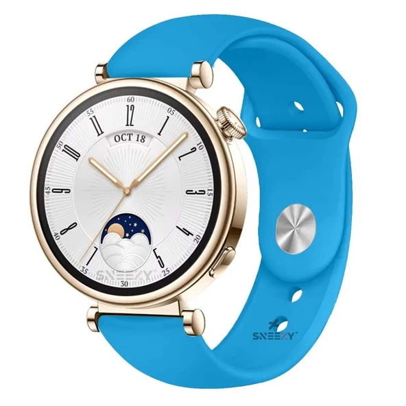 Sneezy Huawei Watch GT4 41mm İle Uyumlu 18mm PureLux Soft Silikon Kordon  Mavi ürün görseli 1