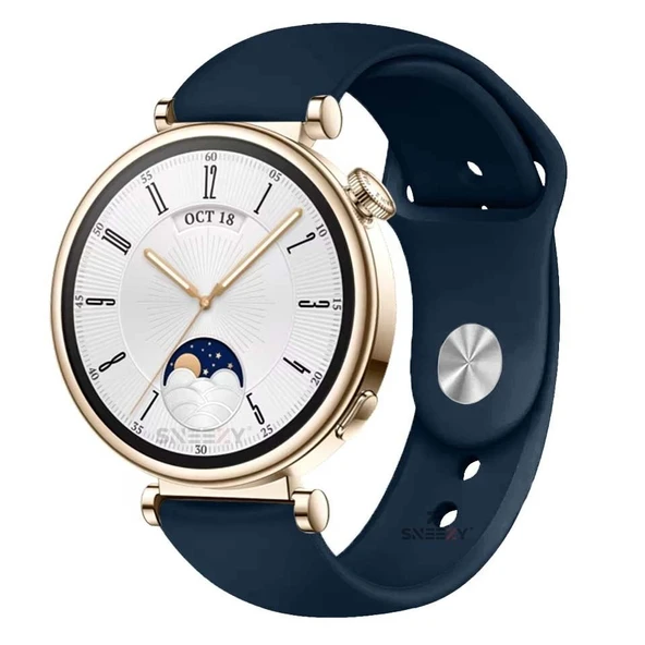 Sneezy Huawei Watch GT4 41mm İle Uyumlu 18mm PureLux Soft Silikon Kordon  Lacivert ürün görseli 1