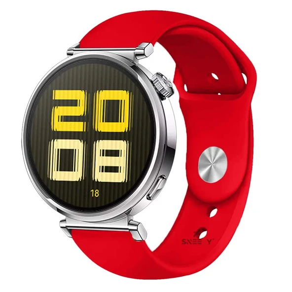 Sneezy Huawei Watch GT5 41mm İle Uyumlu Yumuşak PureLux Soft Silikon Kordon  Kımızı ürün görseli 1
