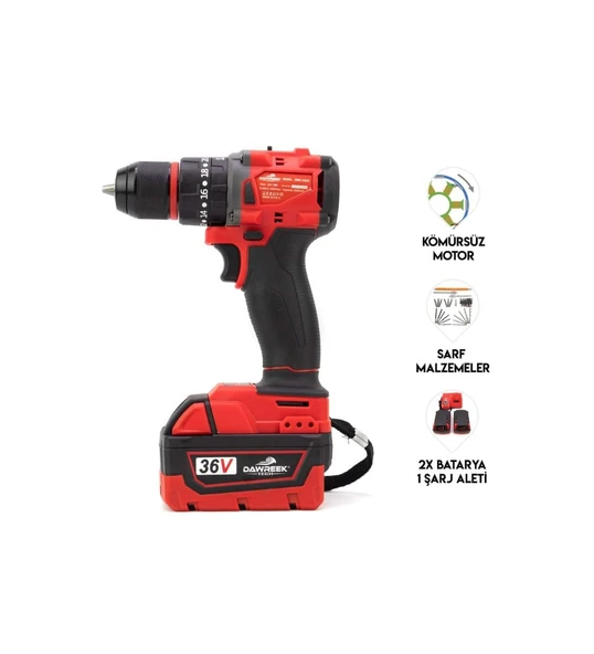 DAWREEK ADN0125 36V Şarjlı Darbeli Matkap Kömürsüz Motor 20 Tork Ayarlı ürün görseli 1
