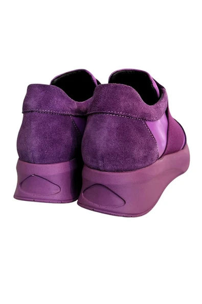Mor Hakiki Deri Comfort Taban Sneaker - Resim 4
