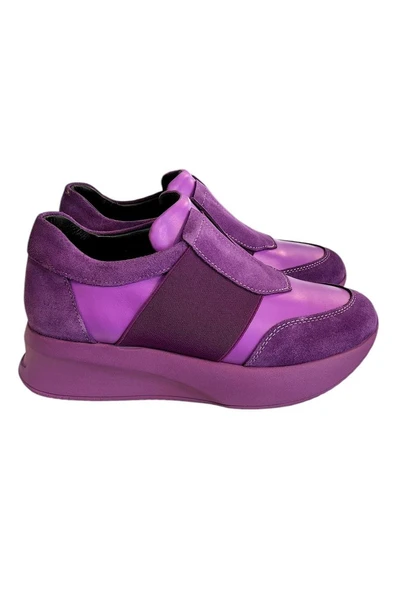 Mor Hakiki Deri Comfort Taban Sneaker ürün görseli 1