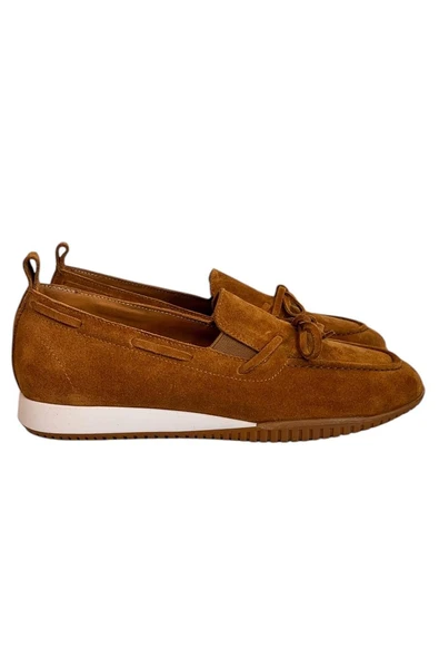 Taba Hakiki Deri Süet Fiyonk Detay Comfort Taban Loafer ürün görseli 1