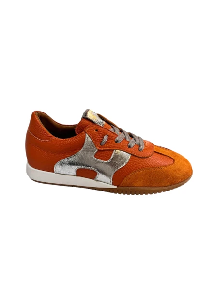Orange Hakiki Deri Sneaker - Resim 2