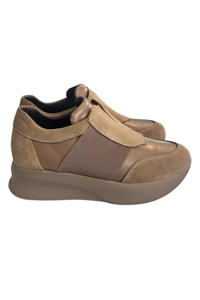Bej Hakiki Deri Comfort Taban Sneaker ürün görseli 1