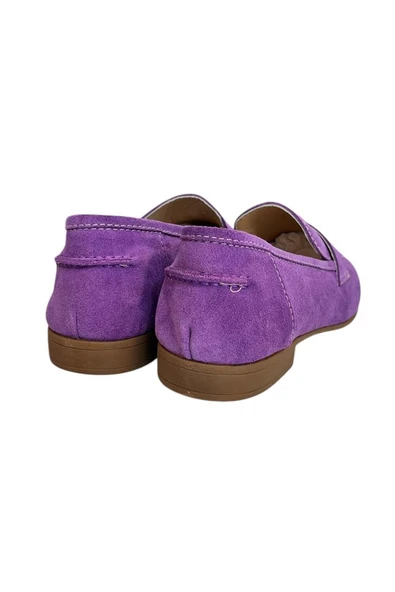 Mor Hakiki Süet Deri Loafer - Resim 4