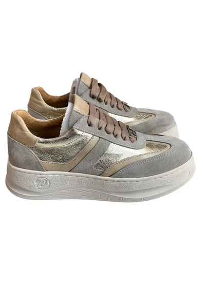 Gold Hakiki Deri Süet  Comfort Taban Bağcıklı Sneaker ürün görseli 1