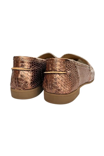 Bakır  Hakiki  Deri Loafer - Resim 4
