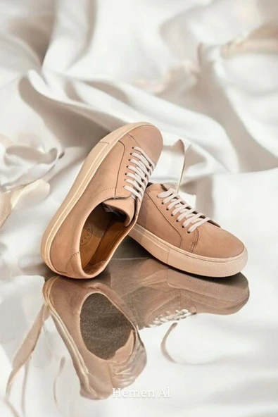 Pudra Hakiki Deri Comfort Taban Sneaker ürün görseli 1