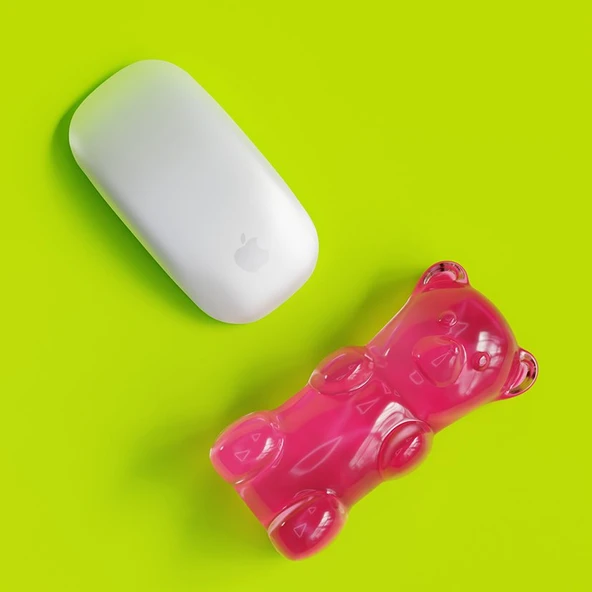 Mustard Gummy Bear Mouse Bilek Desteği - Pembe - Resim 2