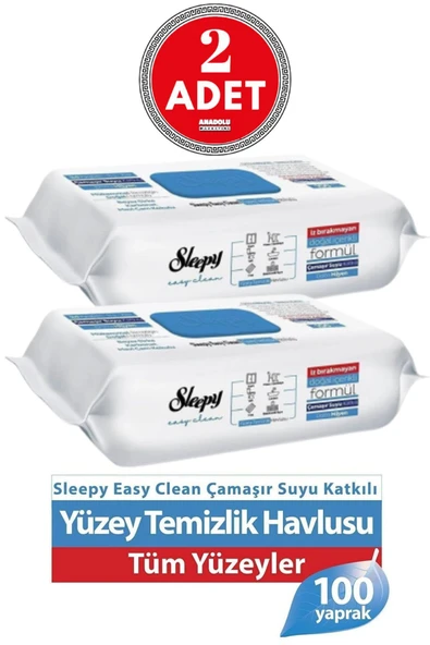 Sleepy Easy Clean Çamaşır Sulu Yüzey Temizlik Havlusu 2 X 100'lü ürün görseli 1