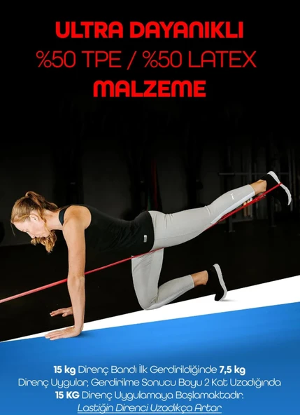 15 KG Kırmızı Barfiks Direnç Bandı – Orta Sert Kas Geliştirme Pilates Fitness Lastiği ürün görseli 1