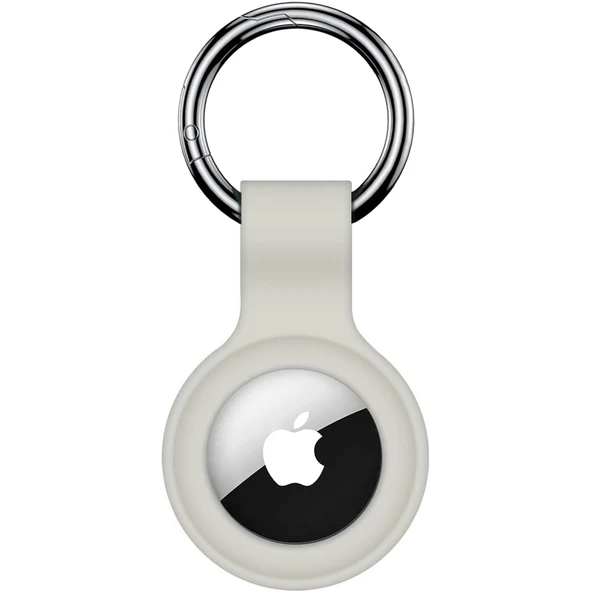Apple AirTag Uyumlu Silikon Koruyucu Anahtarlık Arkası Kapalı Düşmez Yıkanabilir  Krem ürün görseli 1
