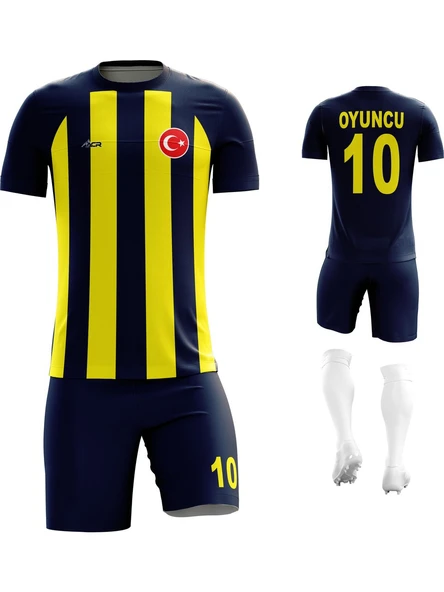 Sarı Lacivert - Çizgili - Kişiye Özel Futbol Forması Takımı ürün görseli 1