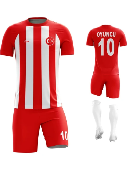 Kırmızı Beyaz - Çizgili - Kişiye Özel Futbol Forması Takımı ürün görseli 1