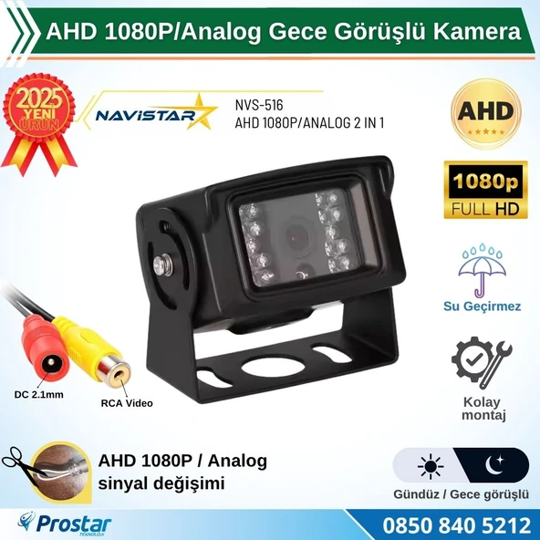 AHD 1080P/720P Büyük Gece Görüşlü RCA AV Soketli Kamyon Tır Otobüs Kamerası ürün görseli 1