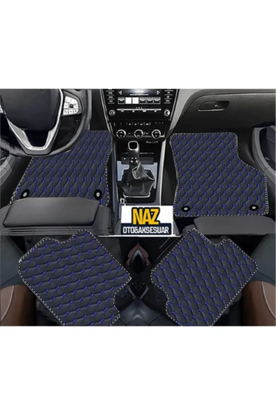 FORD ECOSPORT 2016 + Uyumlu Mavi Dikişli Siyah Deri Paspas ürün görseli 1