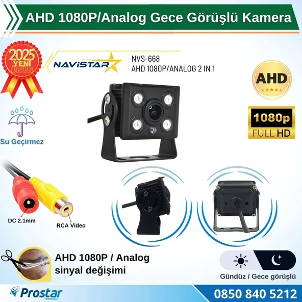 AHD 1080P/Analog Orta Boy Gece Görüşlü RCA AV Soketli Kamyon Tır Otobüs Kamerası ürün görseli 1