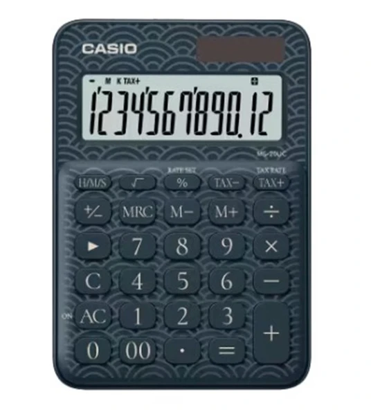Casio MS-20UC-JBU 12 Hane Lacivert Desenli Masa Üstü Hesap Makinesi ürün görseli 1