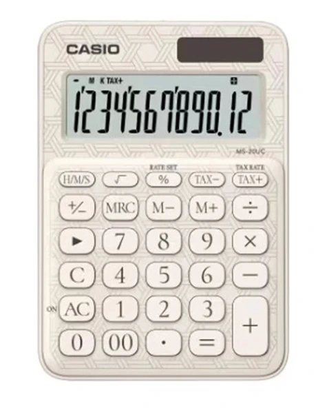 Casio MS-20UC-JWE 12 Hane Beyaz Desenli Masa Üstü Hesap Makinesi ürün görseli 1