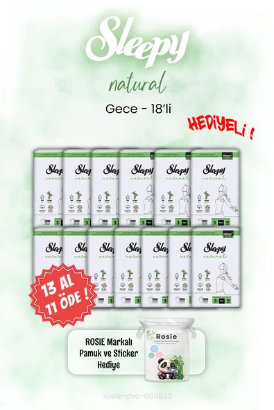 Sleepy 13 AL 11 ÖDE Natural Gece 18'li Gece ve ROSIE ürün görseli 1