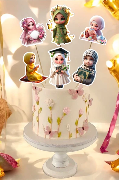 İslami Kız Çıkartmaları Kuran Öğrenen Hafız Olan Çocuklar İçin Sevimli Sticker Seti Doğum Günü Süsü ürün görseli 1