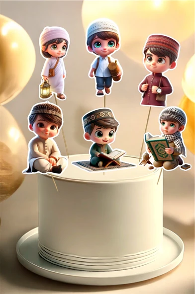 İslami Erkek Çocuk Çıkartmaları Kuran Öğrenen Hafız Olan Çocuklar İçin  Sevimli Sticker Seti Doğum Günü Süsü ürün görseli 1