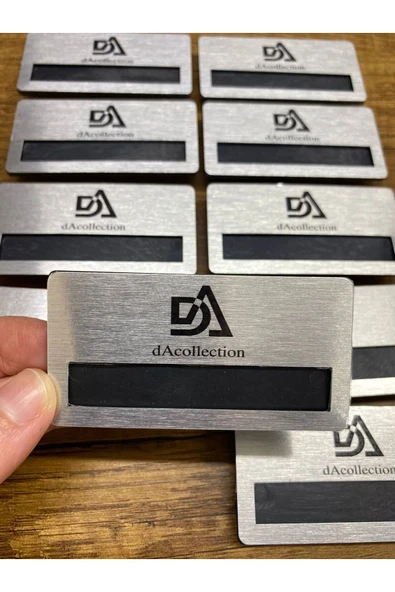 Yaka Kartı İsimlik Metal 10 Adet İğneli Logo Baskılı Premium ( Gümüş) ürün görseli 1