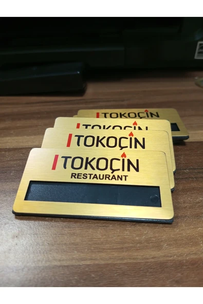 Yaka Kartı İsimlik Metal 10 Adet İğneli Logo Baskılı Premium ( Altın) ürün görseli 1