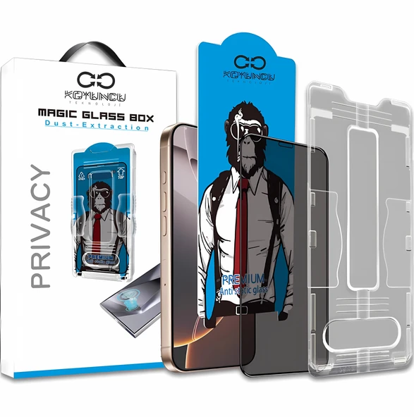 Privacy Magic Glass Box iPhone 14 Pro Max Uygulama Aparatlı Hayalet Cam Ekran Koruyucu ürün görseli 1