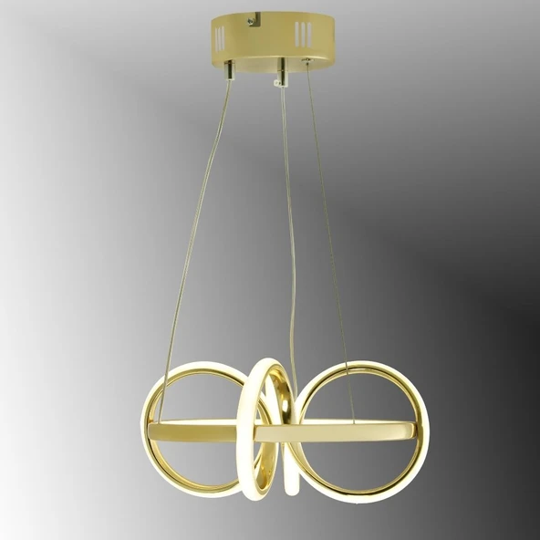 TT003-SR TT Aydınlatma Sarmal Modeli Gold Sarı Kaplama Led Avize ürün görseli 1