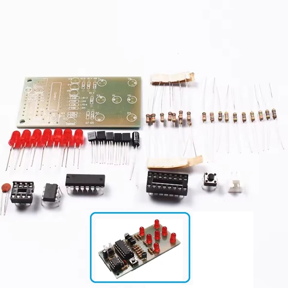 DC 5V Elektronik Zar CD4017 NE555 5mm LED Hobi Devresi DIY Lehimleme Kiti - Demonte(Montesiz) ürün görseli 1