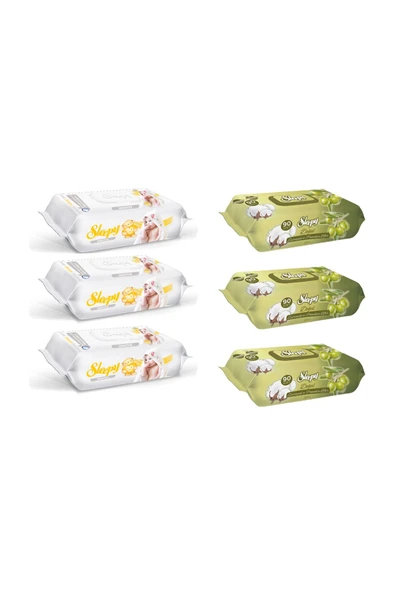 Sleepy Sensitive Islak Havlu 90'Lı 3 Adet + Zeytinyağlı 90'lı 3 Adet ürün görseli 1