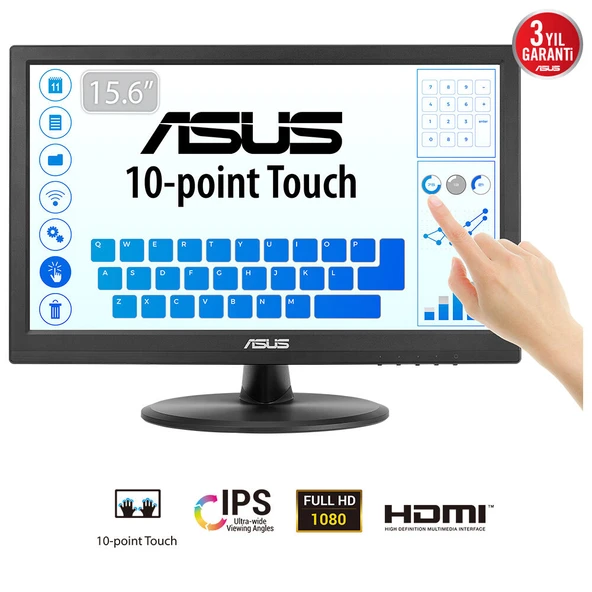 ASUS  VT169HE TOUCH MONITOR - 16 INCH ürün görseli 1