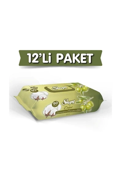 Sleepy Doğal Zeytinyağlı Islak Havlu 90 Yaprak X 12 Adet ürün görseli 1