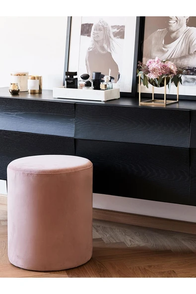 Mobilya Stant Most Ekol Puf 11 Pembe Kadife Kumaş (Evinize Teslim) ürün görseli 1