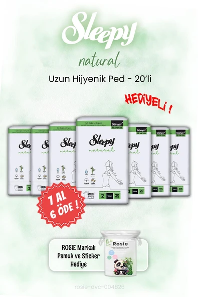 7 AL 6 ÖDE Sleepy Natural Hijyenik Ped Uzun 20'li ve ROSIE ürün görseli 1