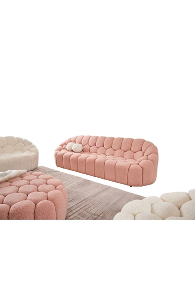 Mobilya Stant Most Balloon Üçlü Kanepe İthal Pembe Teddy Kumaş (Evinize Teslim) ürün görseli 1